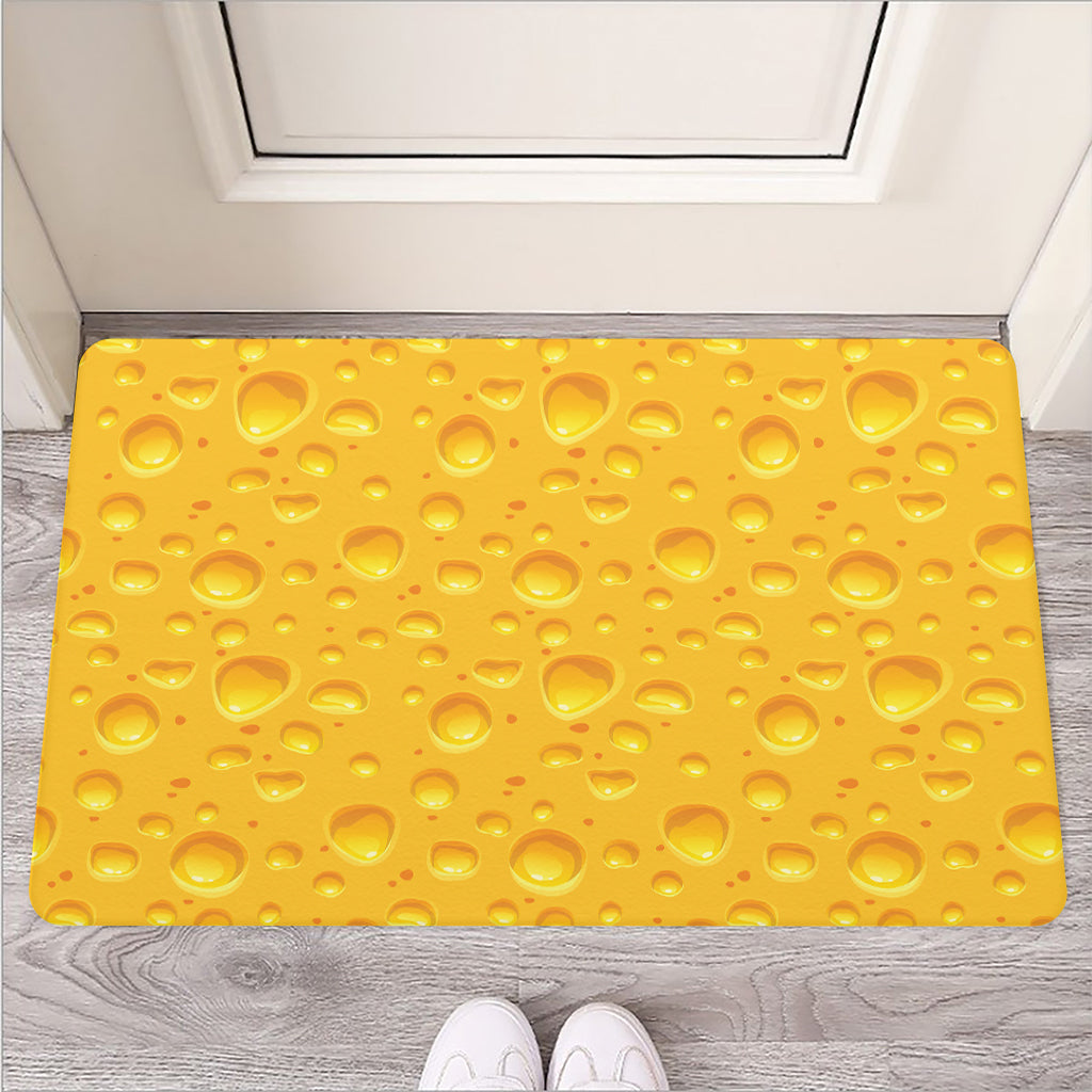 Yellow Cheese Print Rubber Doormat