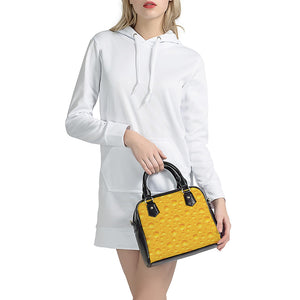 Yellow Cheese Print Shoulder Handbag