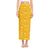 Yellow Cheese Print Side Slit Maxi Skirt