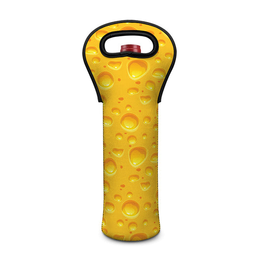 Yellow Cheese Print Single Neoprene Wine Tote