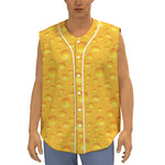 Yellow Cheese Print Sleeveless Baseball Jersey