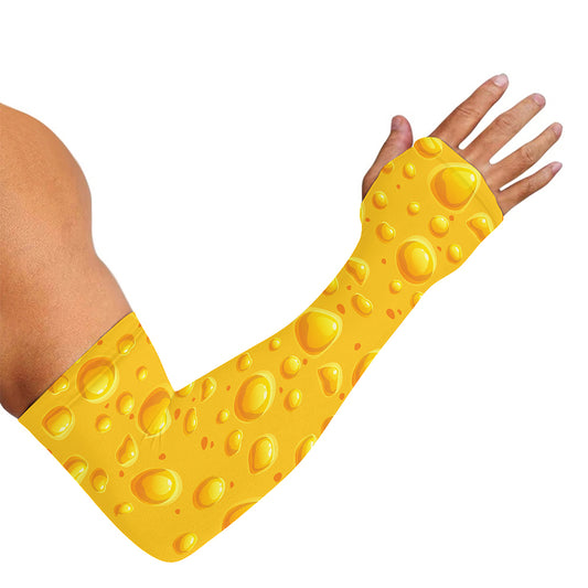 Yellow Cheese Print Sun Protection Arm Sleeves