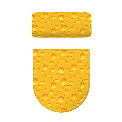 Yellow Cheese Print Toilet Lid And Tank Cover Set
