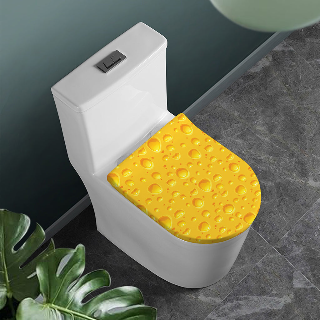 Yellow Cheese Print Toilet Lid Cover