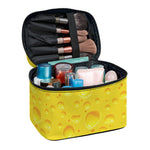 Yellow Cheese Print Travel Makeup Bag