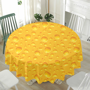 Yellow Cheese Print Waterproof Round Tablecloth