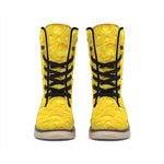 Yellow Cheese Print Winter Boots