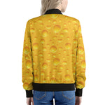 Yellow Cheese Print Women's Bomber Jacket