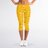 Yellow Cheese Print Women's Capri Leggings