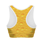Yellow Cheese Print Women's Sports Bra