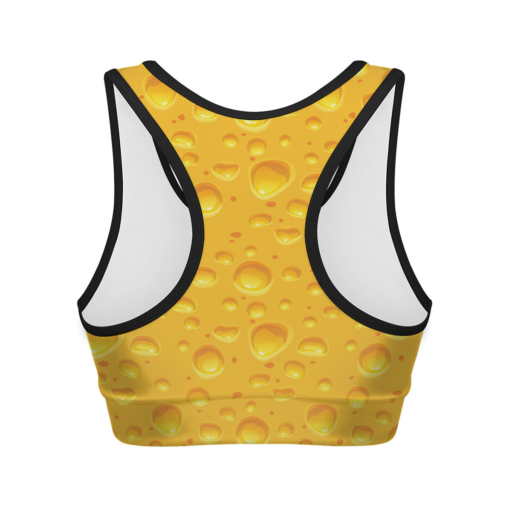 Yellow Cheese Print Women's Sports Bra