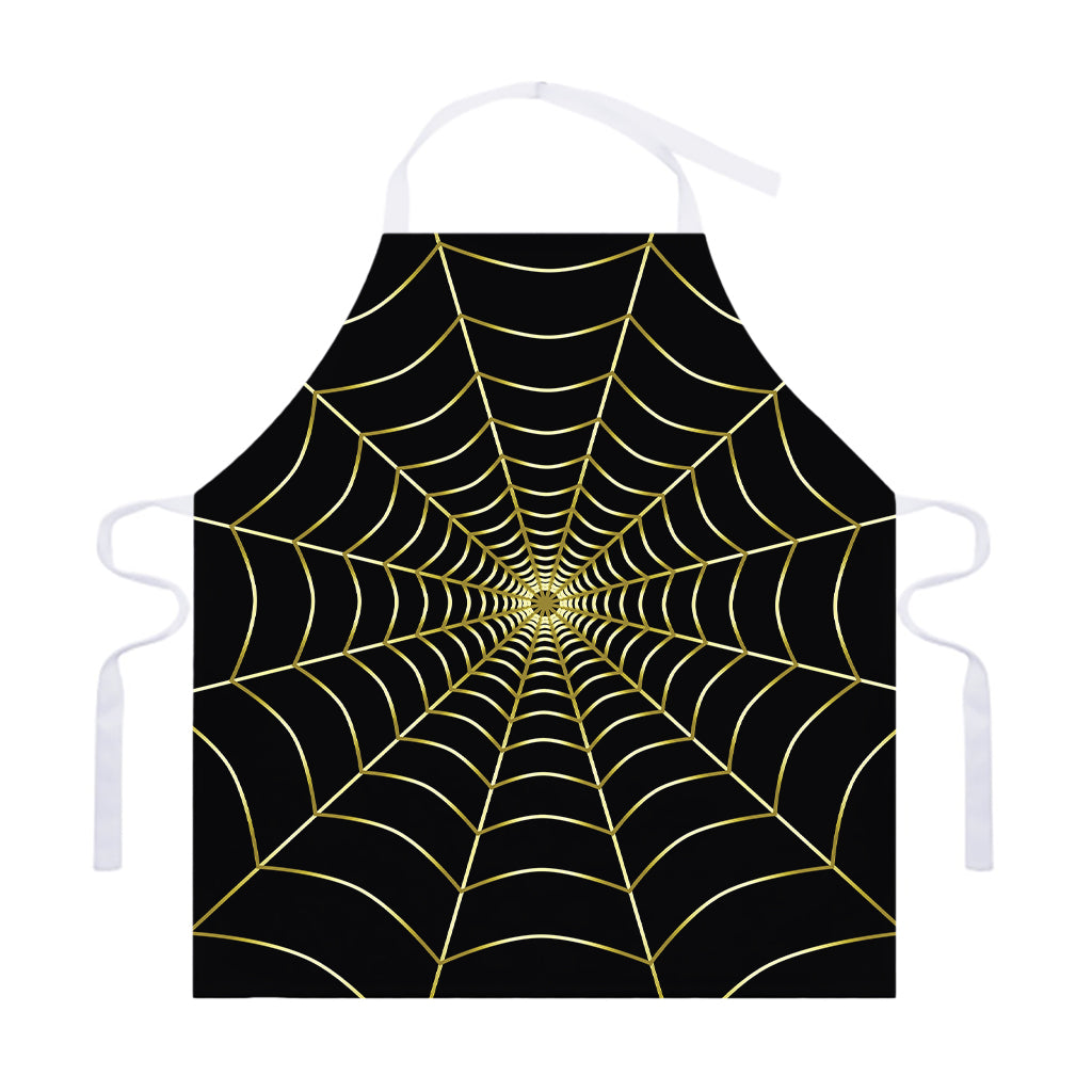 Yellow Cobweb Print Adjustable Apron