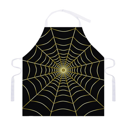Yellow Cobweb Print Adjustable Apron
