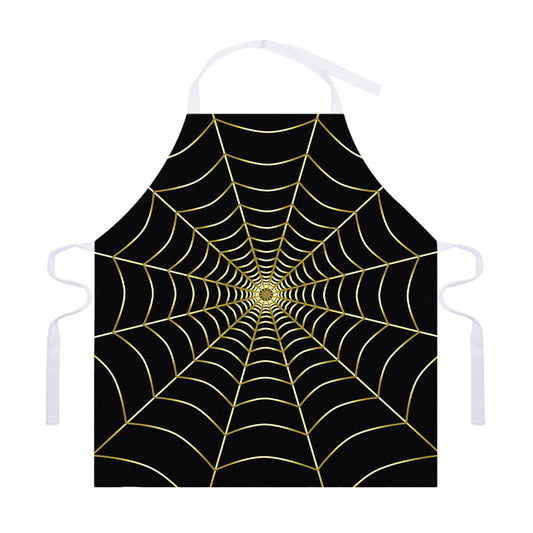 Yellow Cobweb Print Adjustable Apron