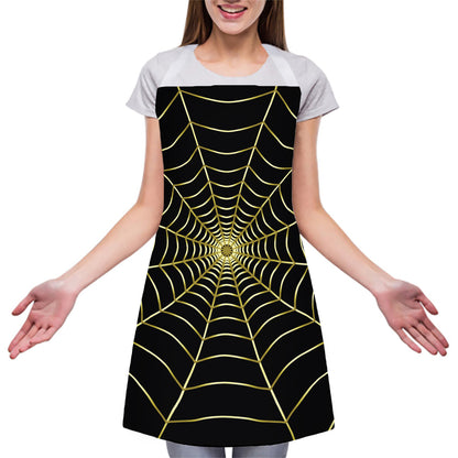 Yellow Cobweb Print Adjustable Apron