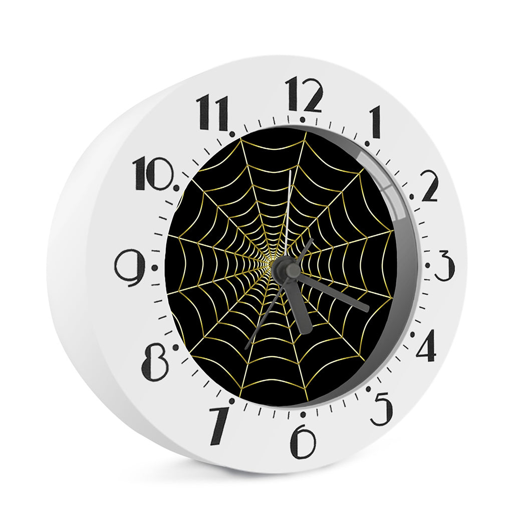 Yellow Cobweb Print Alarm Clock