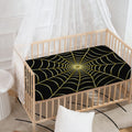 Yellow Cobweb Print Baby Crib Sheet