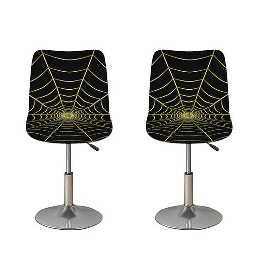 Yellow Cobweb Print Bar Stool Covers
