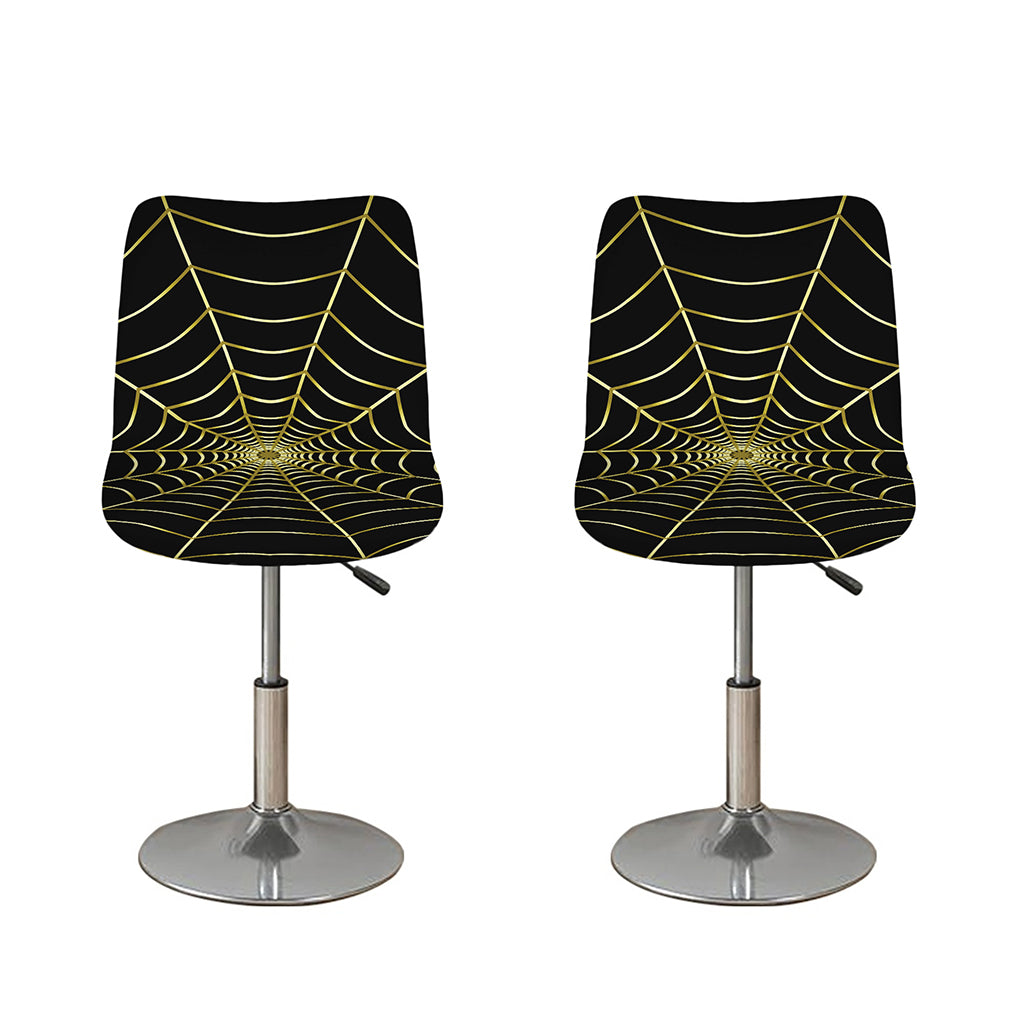 Yellow Cobweb Print Bar Stool Covers