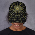 Yellow Cobweb Print Baseball Cap