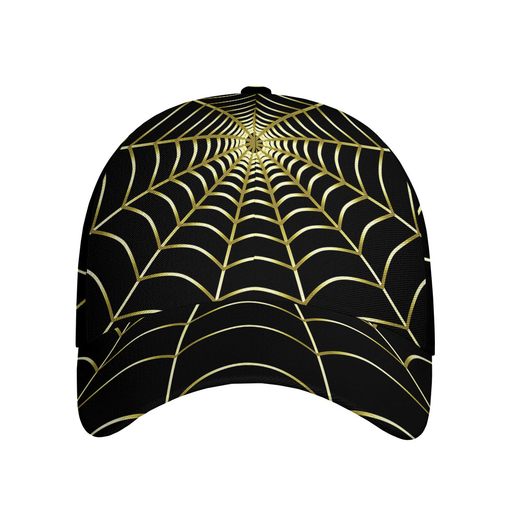 Yellow Cobweb Print Baseball Cap