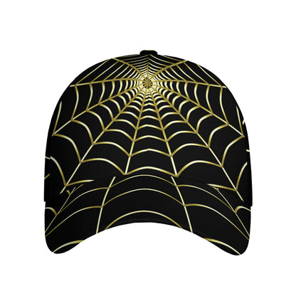 Yellow Cobweb Print Baseball Cap