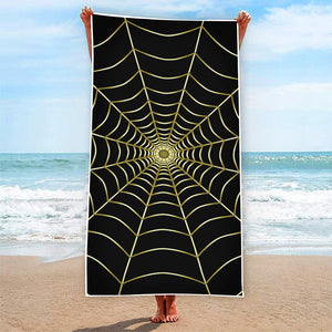 Yellow Cobweb Print Beach Towel