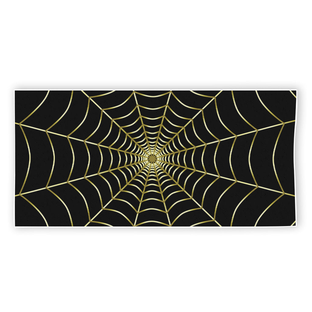 Yellow Cobweb Print Beach Towel