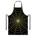 Yellow Cobweb Print Bib Apron With Pocket