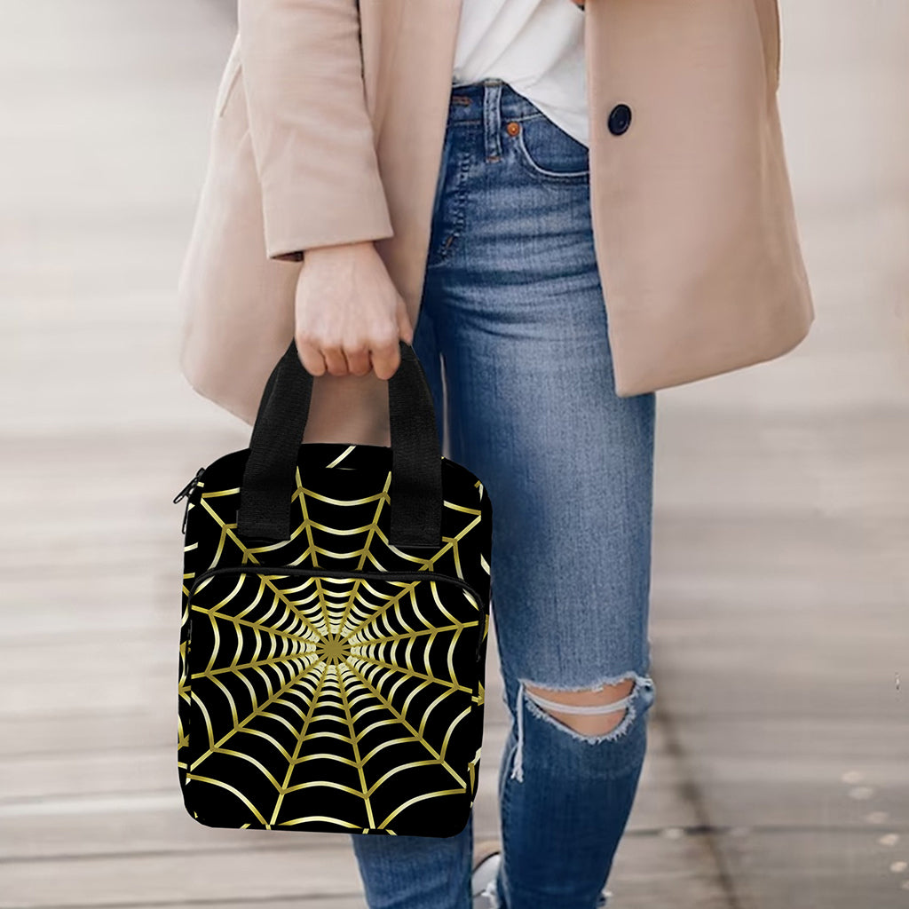 Yellow Cobweb Print Bible Tote Bag