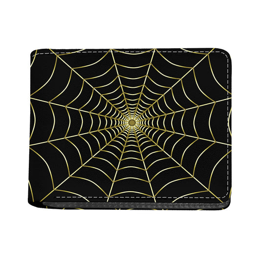 Yellow Cobweb Print Bifold Wallet