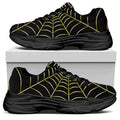 Yellow Cobweb Print Black Chunky Shoes