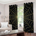 Yellow Cobweb Print Dimout Grommet Curtains