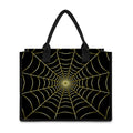 Yellow Cobweb Print Canvas Tote Bag