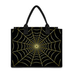 Yellow Cobweb Print Canvas Tote Bag