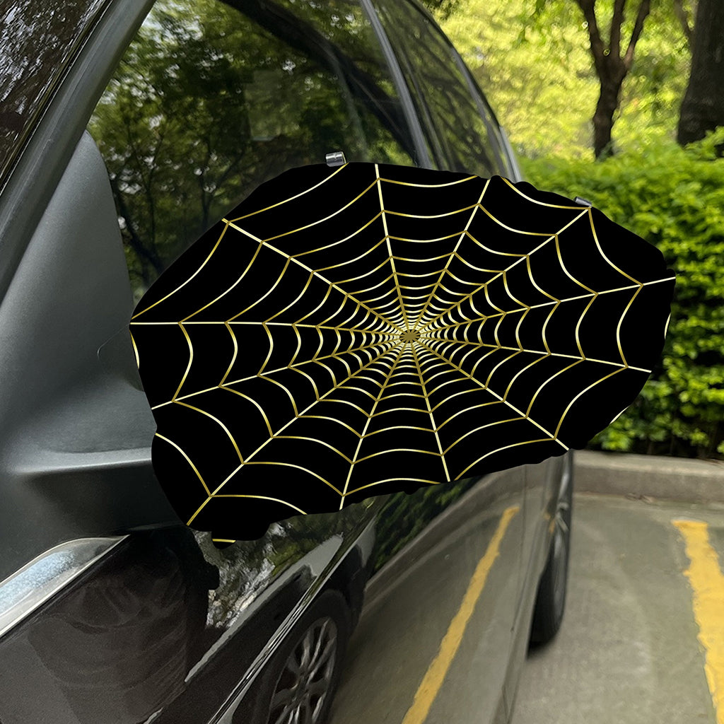 Yellow Cobweb Print Car Side Mirror Covers