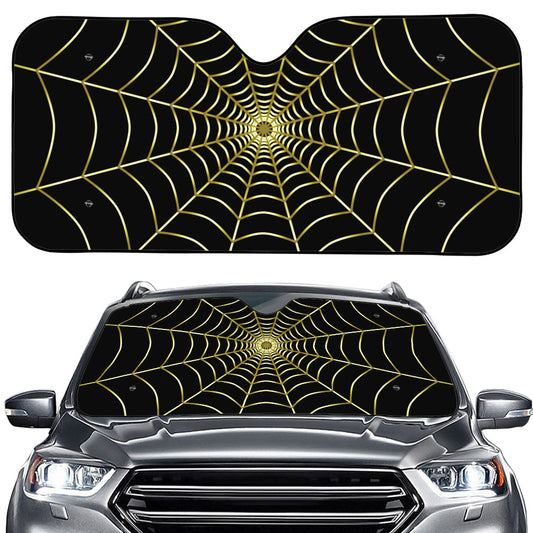 Yellow Cobweb Print Car Windshield Sun Shade