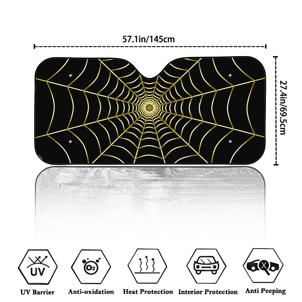 Yellow Cobweb Print Car Windshield Sun Shade