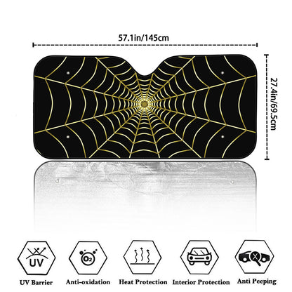 Yellow Cobweb Print Car Windshield Sun Shade