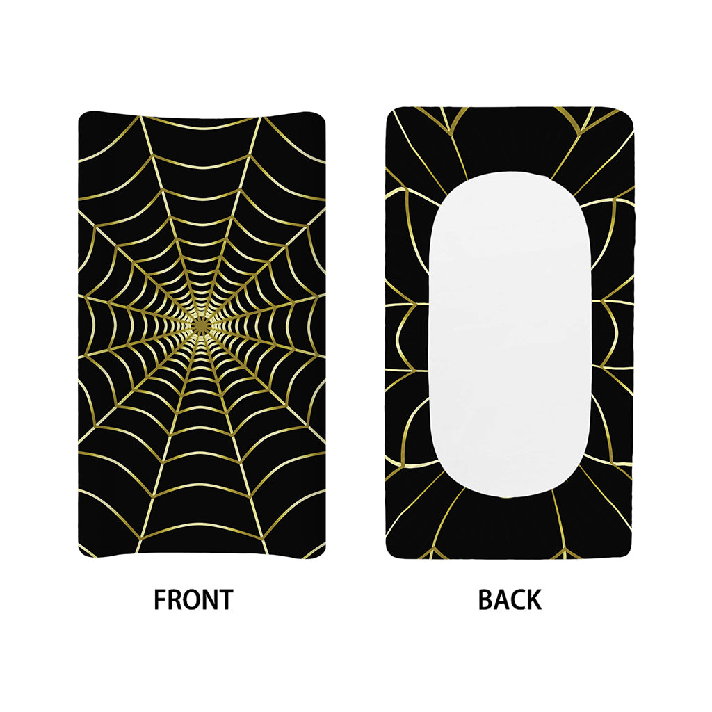 Yellow Cobweb Print Changing Pad Cover