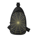 Yellow Cobweb Print Sling Bag