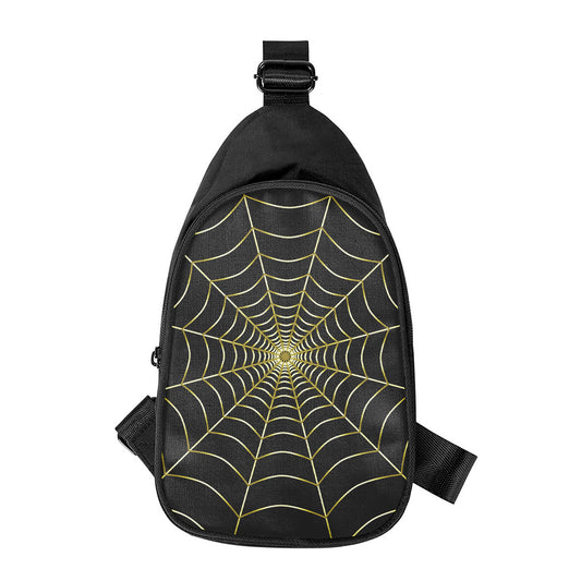 Yellow Cobweb Print Chest Bag