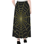 Yellow Cobweb Print Chiffon Maxi Skirt