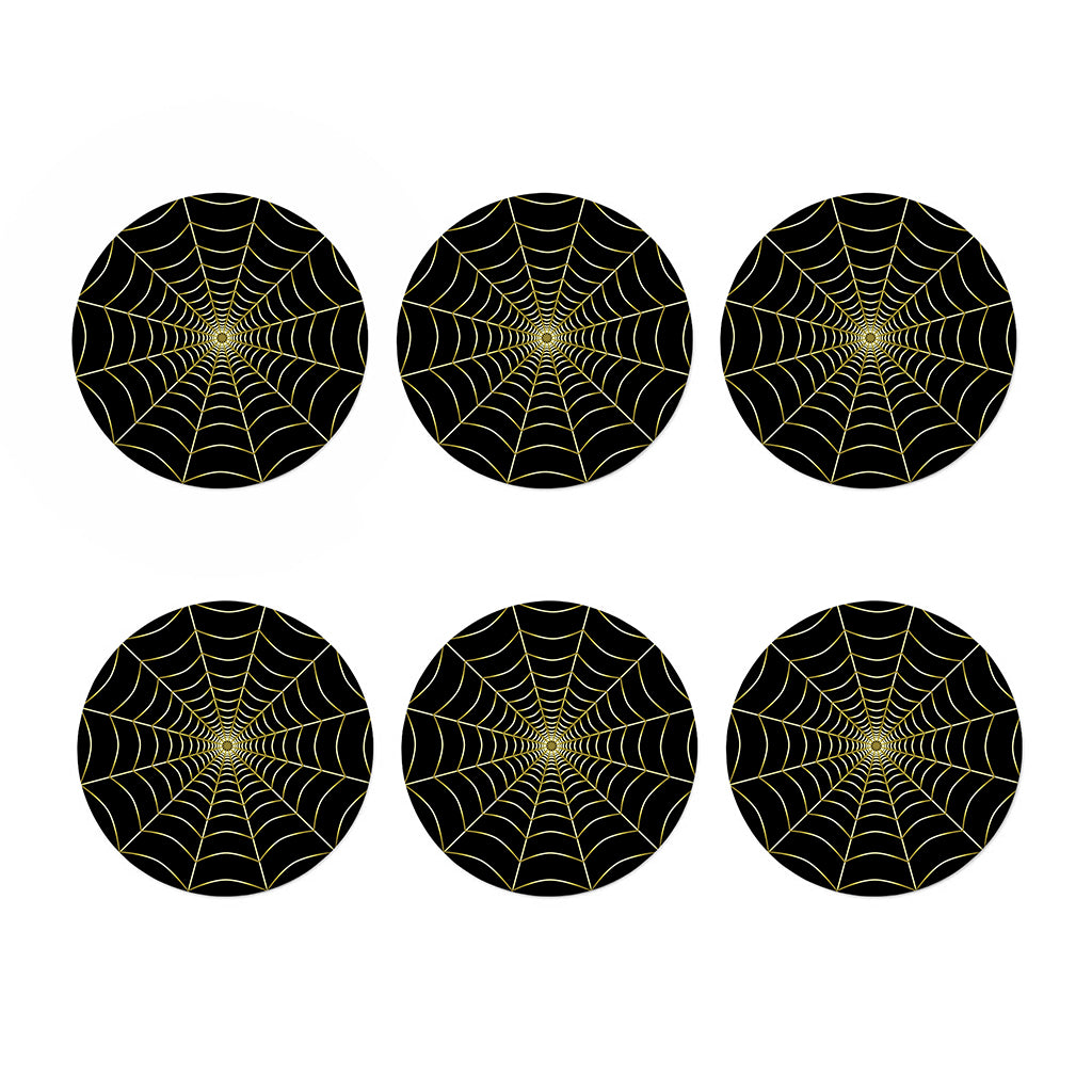 Yellow Cobweb Print Coaster Set