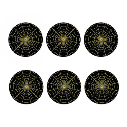 Yellow Cobweb Print Coaster Set