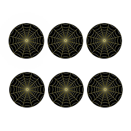 Yellow Cobweb Print Coaster Set
