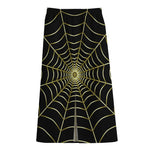 Yellow Cobweb Print Cotton Front Slit Maxi Skirt