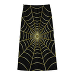 Yellow Cobweb Print Cotton Front Slit Maxi Skirt