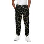 Yellow Cobweb Print Cotton Pants