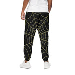 Yellow Cobweb Print Cotton Pants